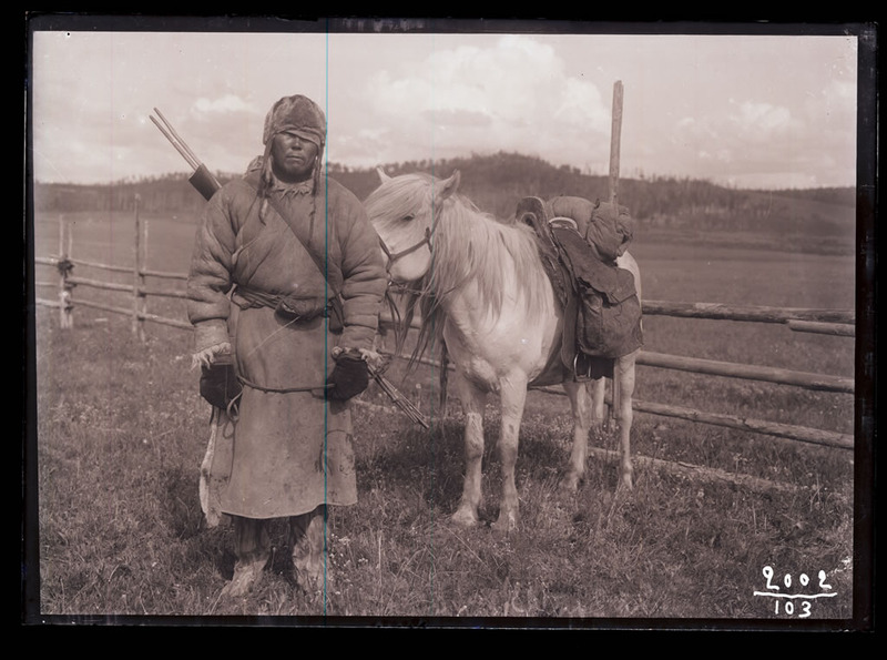 A Tungus man with a horse; Kuchikyr ulus